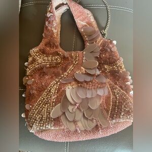 Elegant Mauve Pink Beaded Women's Bag